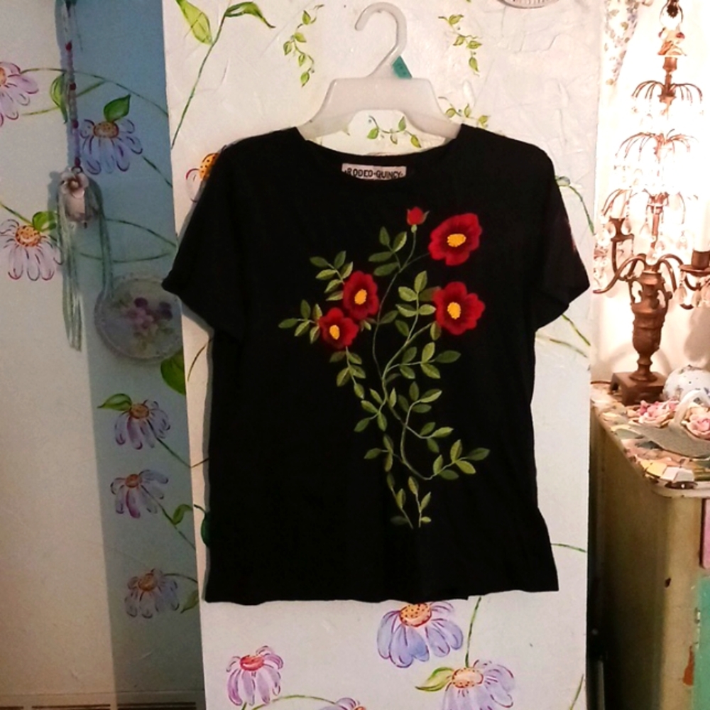 Embroidered Teeshirt with Roses